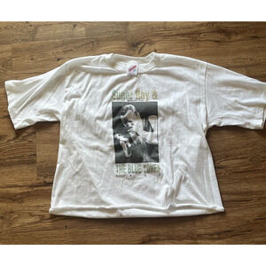 Vintage Single Stitch L Sugar Ray & The Blue Tones Cropped Tee Shirt 1990 White